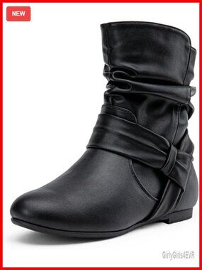 Slouch Ankle Flat Boots Low Heel Zipper Booties Suede